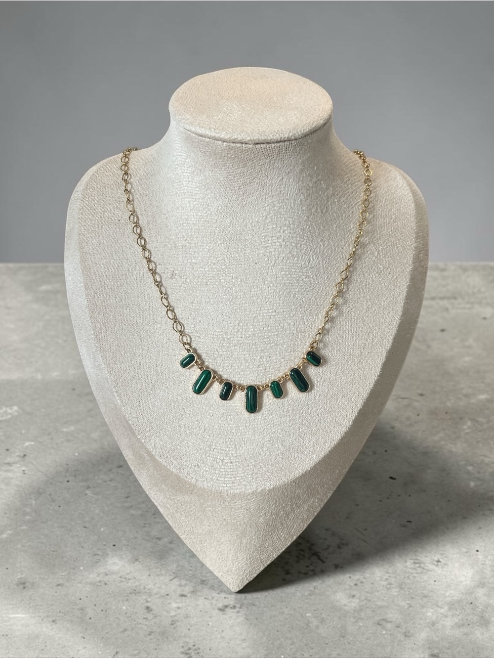 Gold Chain Necklace with Faux Malachite Accents